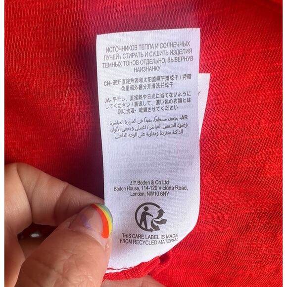 Boden Jersey Collard Shirt Top Red Button Up Long Sleeve Size 8R US - Picture 9 of 11